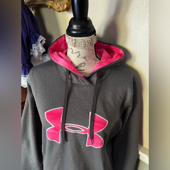 🩶 Under Armour Hoodie Women's Heather Grey Pink Embroidered
Logo Cold Gear - Picture 2 of 6